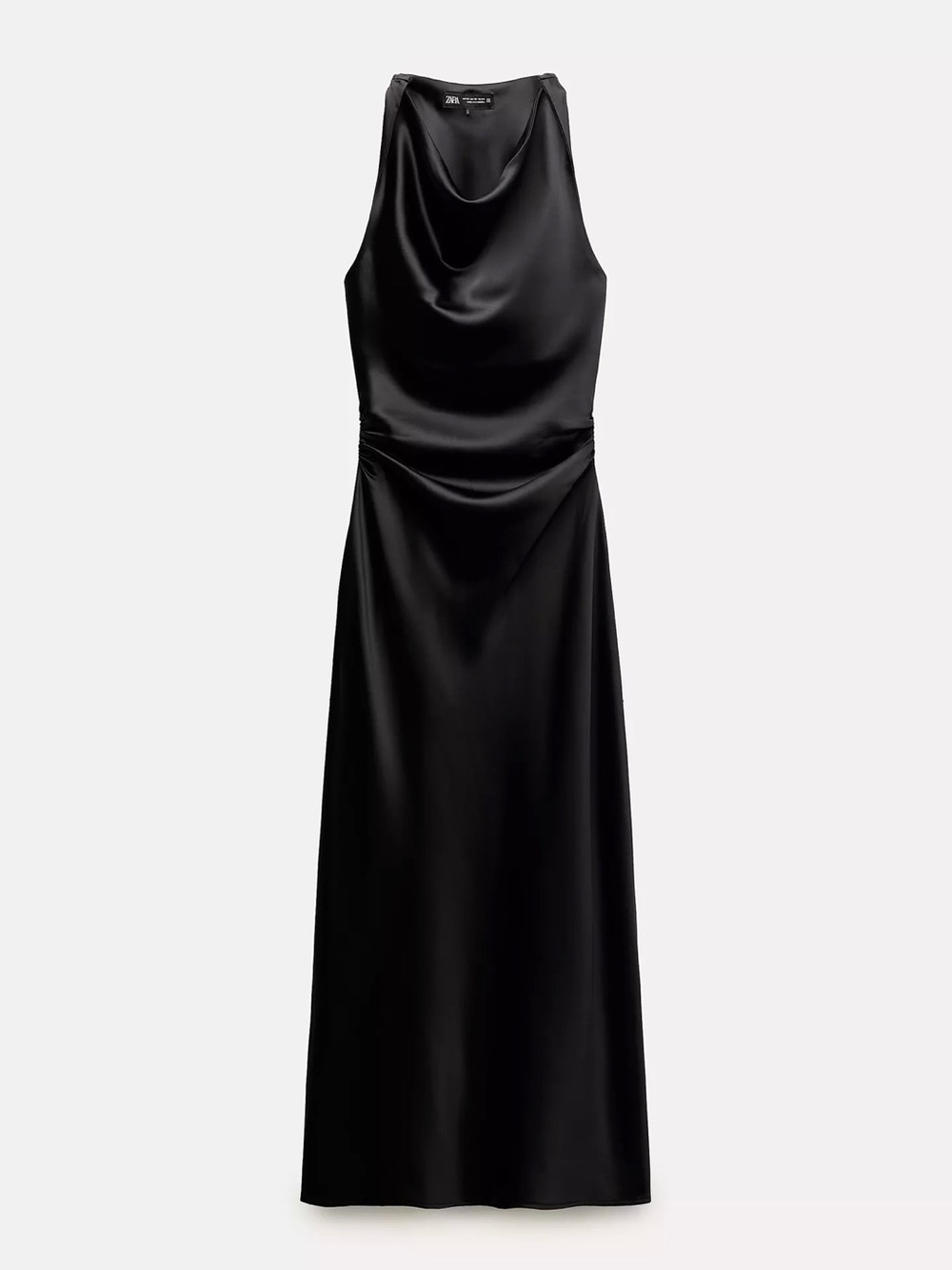 Zara Black Satin Halter Maxi Dress